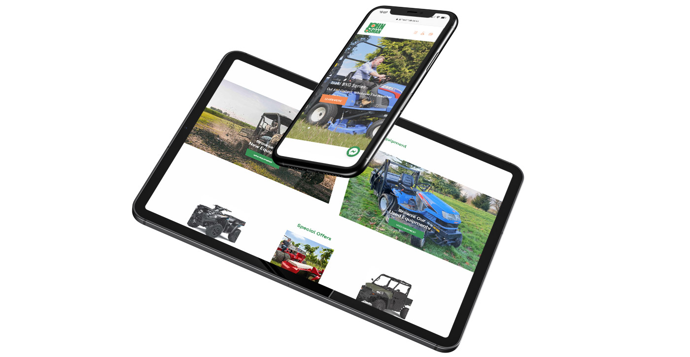 The new John Osman machinery website design displayed on a tablet and mobile phone.