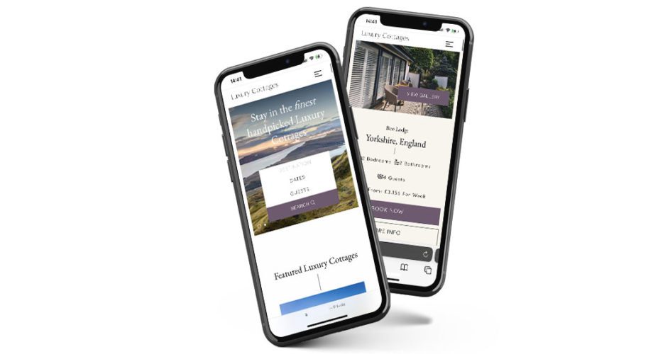 luxury holiday home web design displayed on two iphones