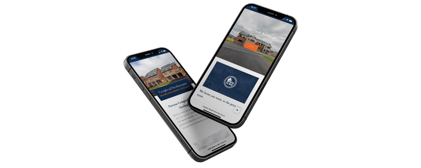 Montgomeryshire Homes Property Development Web Design property pages shown on two iphones